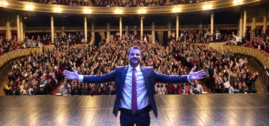 Pablo Cúnsolo ante un teatro lleno